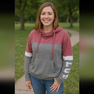 Just Be "Love" Colorblock Hoodie-Size Large